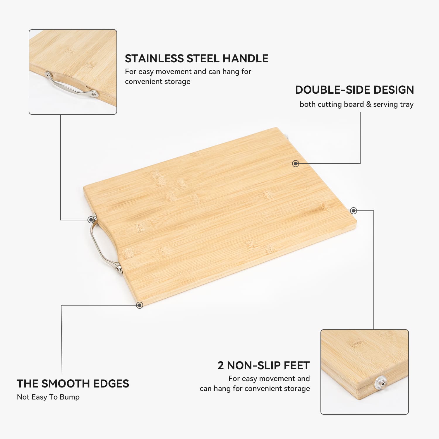 Bamboo Chopping Board With Stainless Steel Handle 9 Bamboo Chopping Board With Stainless Steel Handle 9