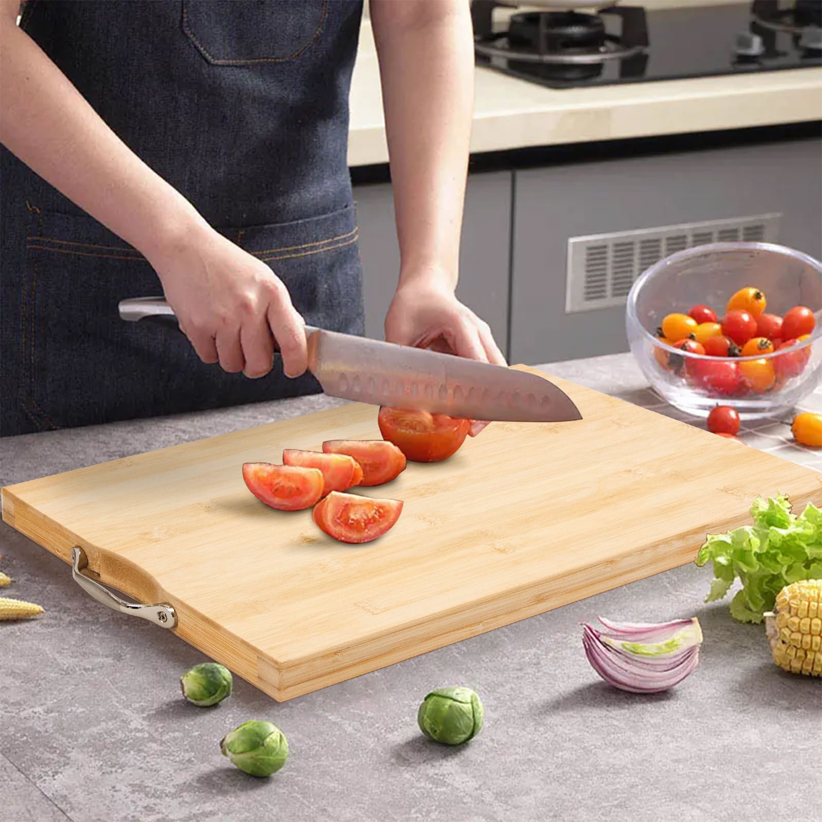 Bamboo Chopping Board With Stainless Steel Handle 3 Bamboo Chopping Board With Stainless Steel Handle 3