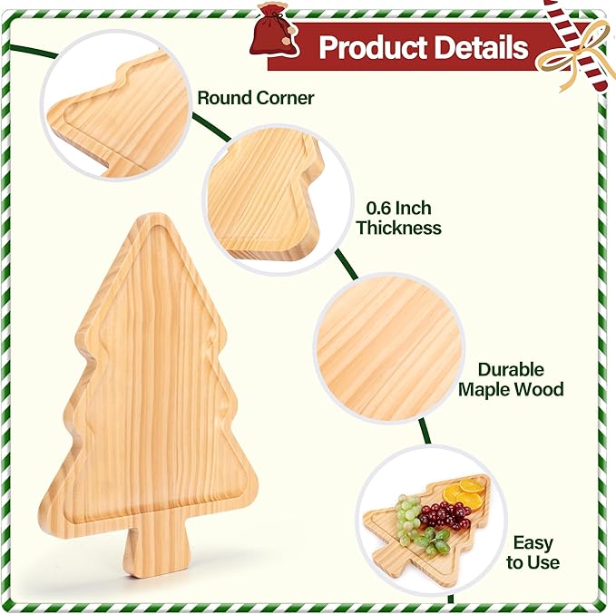 Christmas Tree Shaped Wooden Serving Tray 4 Christmas Tree Shaped Wooden Serving Tray 4